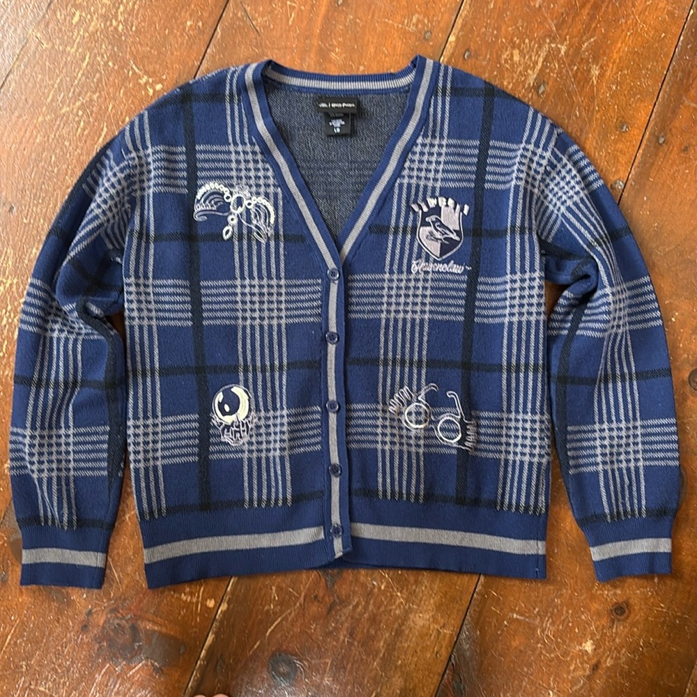 Harry Potter Ravenclaw embroidered raven emblem cardigan large